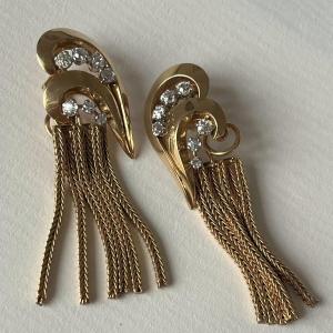 5119- Removable Earrings Yellow Gold Diamonds 0.70 Ct