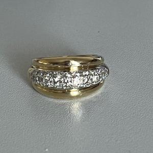 5521- Bague Or Jaune Godronné Diamants