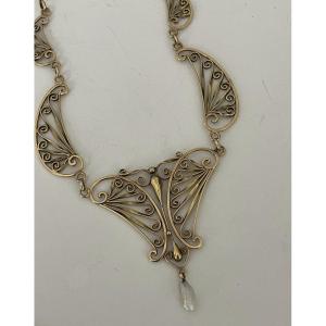 5525- Antique Filigree Drapery Necklace