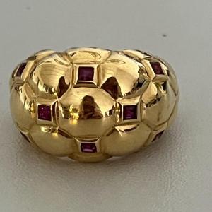 5565- Yellow Gold Ruby Ball Ring