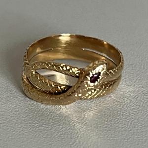 5601- Yellow Gold Ruby Snake Ring