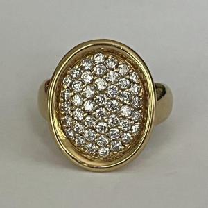 5841- Bague Tartelette Or Jaune Diamants