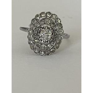6531- Bague Ancienne Or Gris Diamants