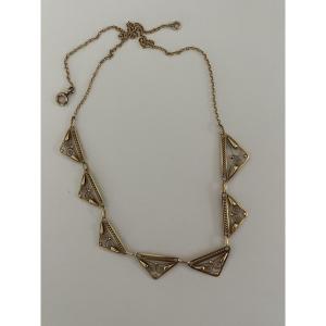 6546- Collier Ancien Or Jaune Filigrané