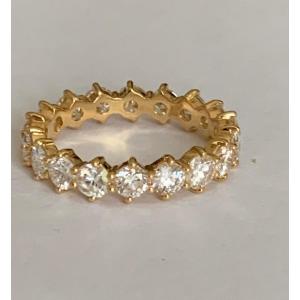 3071- American Wedding Band Yellow Gold Diamonds 2.50 Ct