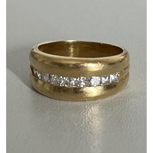 6598- Bague Bandeau Or Jaune Diamants