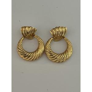 6655- Boucles d'Oreilles Or Jaune Torsadé