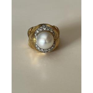5379- Yellow Gold Dome Earrings With Godronné