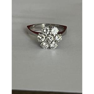 6676- White Gold Flower Ring With 1.45 Ct Diamonds