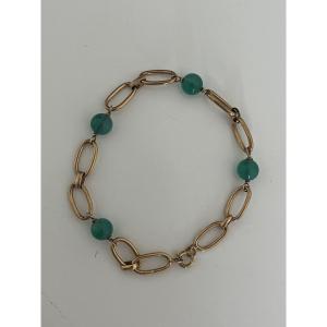 6944- Yellow Gold Chrysoprase Bracelet