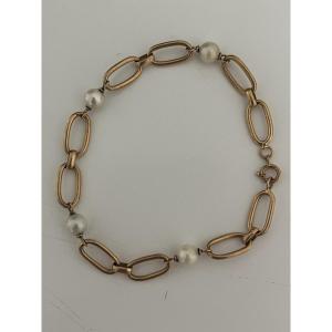 6945- Yellow Gold Akoya Pearl Bracelet