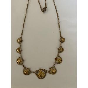6805- Antique Yellow Gold Drapery Necklace