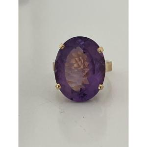 6848- Yellow Gold Ring Amethyst 10.00 Ct