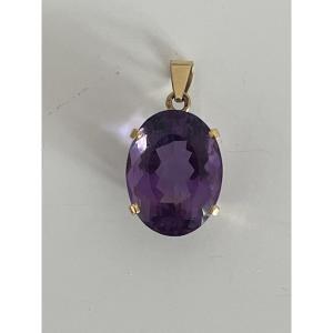 6849- Yellow Gold Amethyst Pendant 12.00 Ct