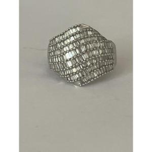 6928- White Gold And Diamond Domed Ring 