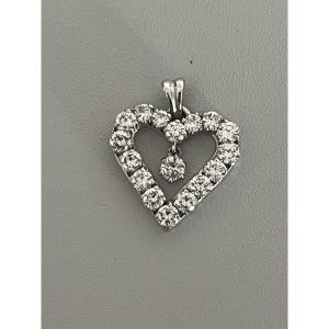 6941- White Gold Heart Pendant With Diamonds 1.80 Ct