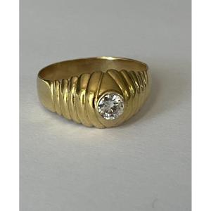 7023- Bague Dôme Or Jaune Diamant