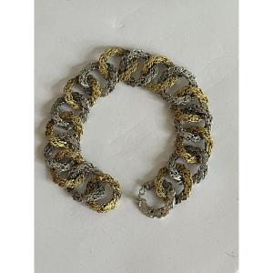 5684- Bracelet Souple Or Jaune et Or Gris 54 g