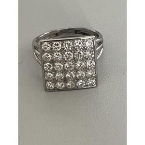 1040- Bague Or Gris Platine Diamants 1,20 ct