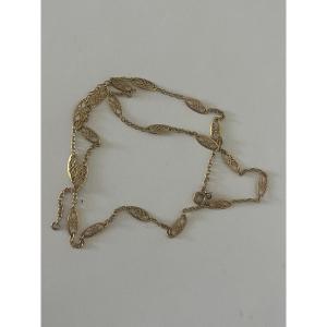 4142- Collier Ancien Or Jaune Filigrané 60 cm