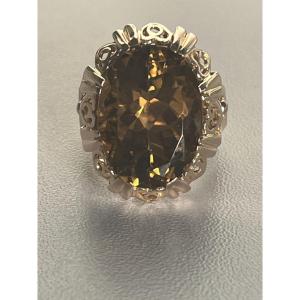 3440 - Vintage Yellow Gold Citrine Ring
