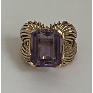 7193 - Vintage Yellow Gold Amethyst Ring