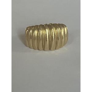 6786- Bague Bandeau Vintage Or Jaune Godronné