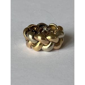 7280- Bague Bandeau Maille Tressée 3 Ors
