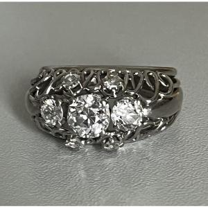 7139 - Ring 1940s/1950s Platinum Diamonds 1.20 Ct
