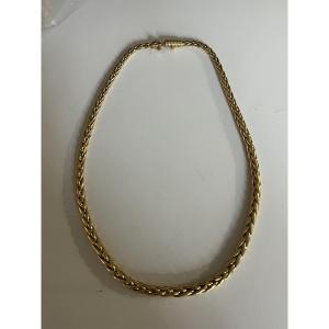 6893- Collier Vintage Or Jaune Maille Palmier
