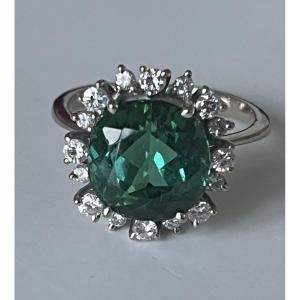 7162- Bague STERN Or Gris Tourmaline Diamants