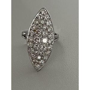 7322- Bague Marquise Or Gris Diamants 2,00 ct