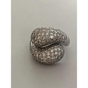 7395- Bague Croisée Or Gris Diamants 1,70 ct