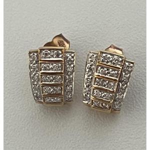 7416 - Vintage Earrings Yellow Gold Diamonds