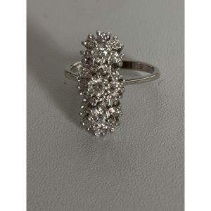 7423 - Bague Vintage Or Gris Diamants