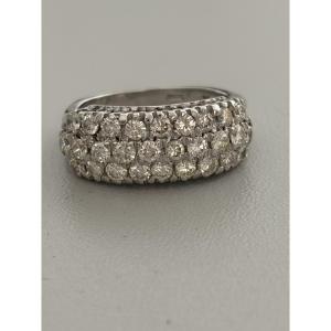 7424 - Bague Bandeau Vintage Or Gris Diamants 1,60 ct