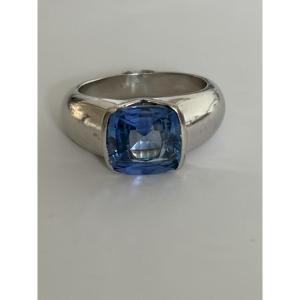 7479 - Ceylon Sapphire 4.20 Ct White Gold Wedding Band Ring