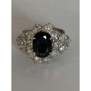 7481 - Ring White Gold Certified Sapphire Diamonds 2.00 Ct