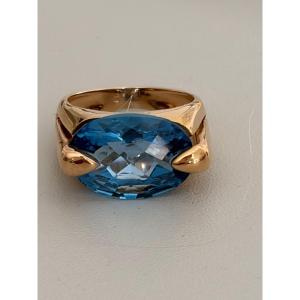 7501 - Bague Moderniste Or Jaune Topaze