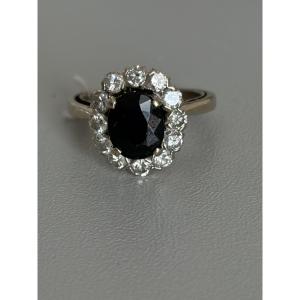 7524 - Marguerite Ring White Gold Sapphire Diamonds