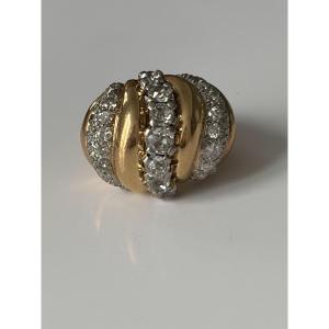 7530 - Important Vintage Yellow Gold Platinum Diamond Ring