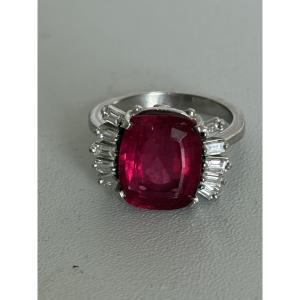 7585 - Bague Or Gris Tourmaline 6,00 ct Diamants