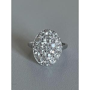 7436 - Bague Ancienne Or Gris Diamants