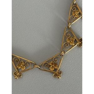 7468 - Collier Ras-de-Cou Or Jaune Filigrané