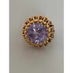 7565 - Bague Cocktail Or Jaune Corindon de Synthèse