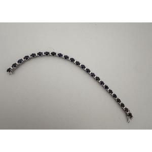 P3106 - Bracelet Rivière Or Gris Saphirs Diamants