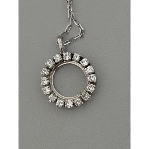 3265 - Pendentif Rond Or Gris Diamants