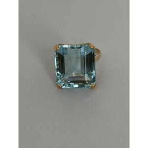 7608- Bague Vintage Or Jaune Aigue-Marine 15,00 ct