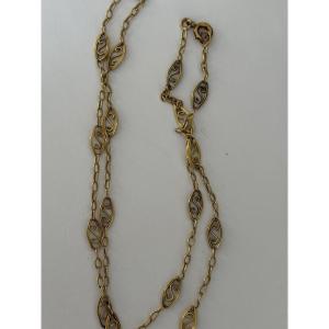 7614- Yellow Gold Filigree Necklace 49 Cm