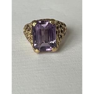 5147- Bague Vintage Or Jaune Améthyste
